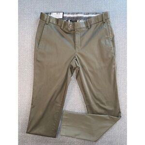 Hiltl‎ Tilo Slim Straight Chino Pants Mens 32/32 Olive Green Flat Front Trousers
